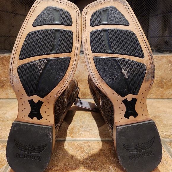 SOLD!! Men's Ariat Toffee Caiman Belly/ Pebbled Chocolate Pro Series Cowboy - Picture 10 of 12